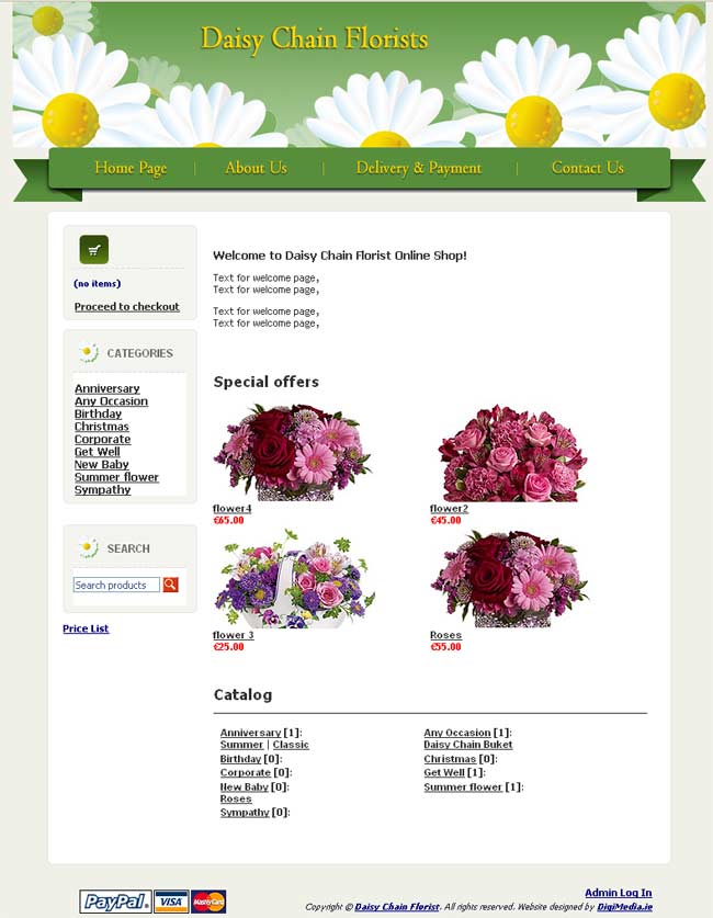 Daisy cahin florist web design work