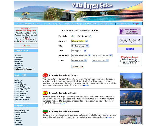 Villa Buyers Guide web design work