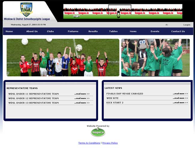 Wicklow School League web design work